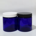 Cosmetic Jars Empty Round PET Blue Clear Black White Lids 12 Pack