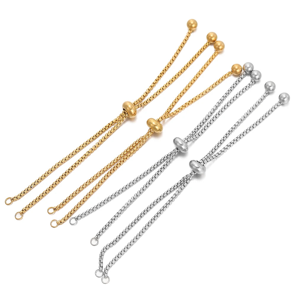 Bracelet Chains Stainless Steel Adjustable Slide Beads DIY Jewelry Making