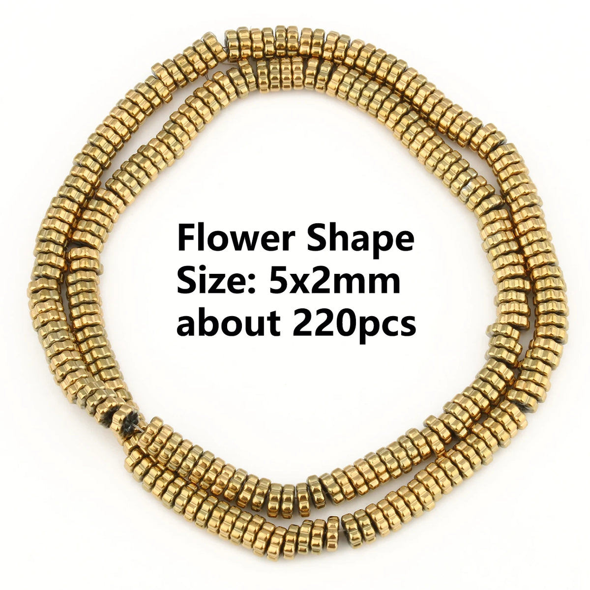 Stone Beads Gold-Tone Hematite-Style Spacer Shapes for DIY Jewelry Making
