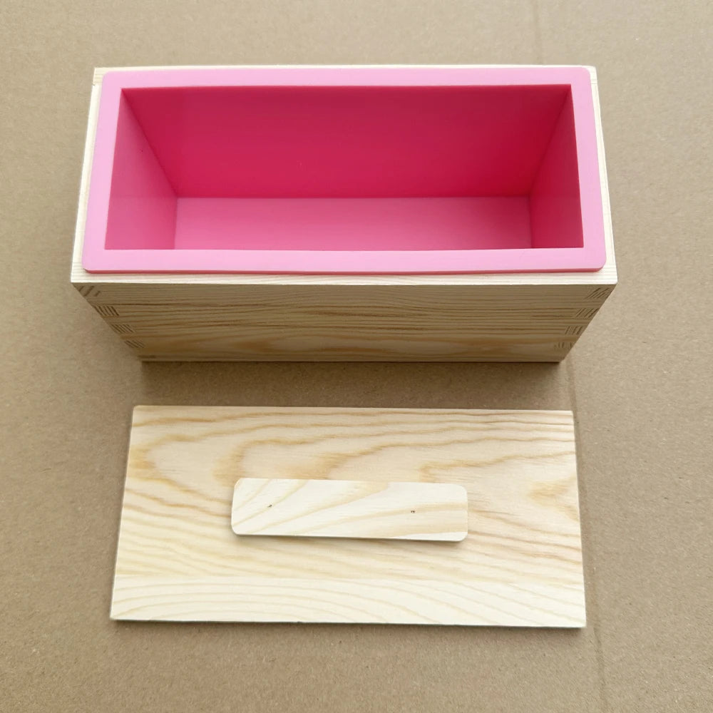Loaf Soap Mold with Wooden Box - Silicone 600ml + Tube Embed Sets