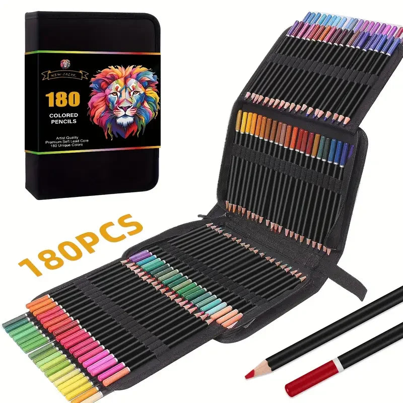 Colored Pencil Set, Oil-Based 2B, 72–180 Colors, Non-Toxic, Multiple Sets
