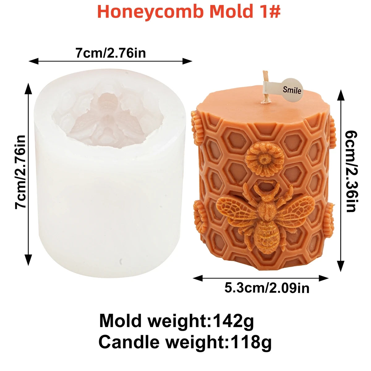3D Bee Honeycomb Silicone Candle Mold — 10 Styles, Pillar & Beehive