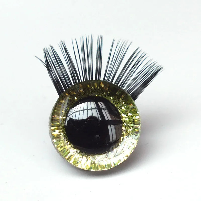 New 20pcs / lot 12-30mm Glitter Toy Eyes With Eyelash With Hard Washer For DIY Doll eyes toy accessories safe eyes