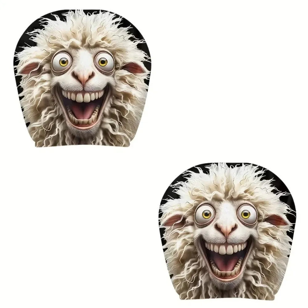 2PCS Elastic Car Headrest Covers Stain-Proof Cartoon Seat Headrest Protectors Funny Washable Auto Interior Decoration Cover