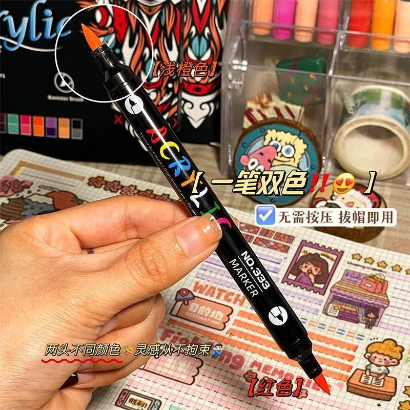 Acrylic Paint Markers, Dual-Tip Fine & Brush, 24 to 120 Colors