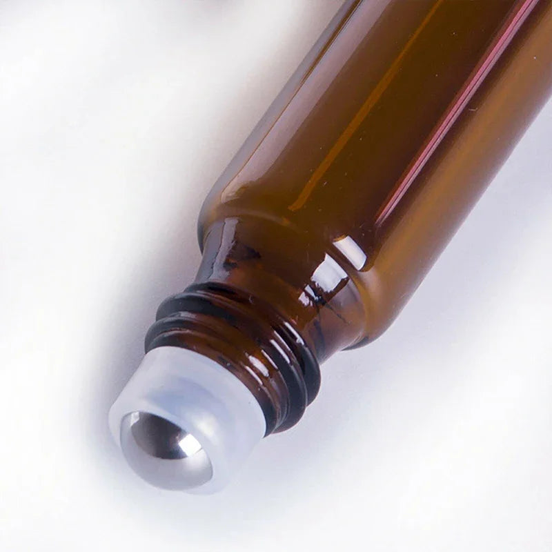 Roll-On Bottles Empty Amber Glass Refillable Sample Vials 10 Pack