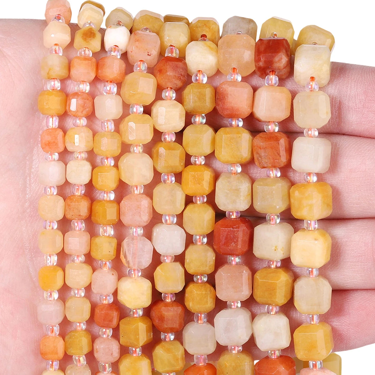 Stone Beads Faceted Cube Amazonite Jasper Quartz Styles for DIY Jewelry Making