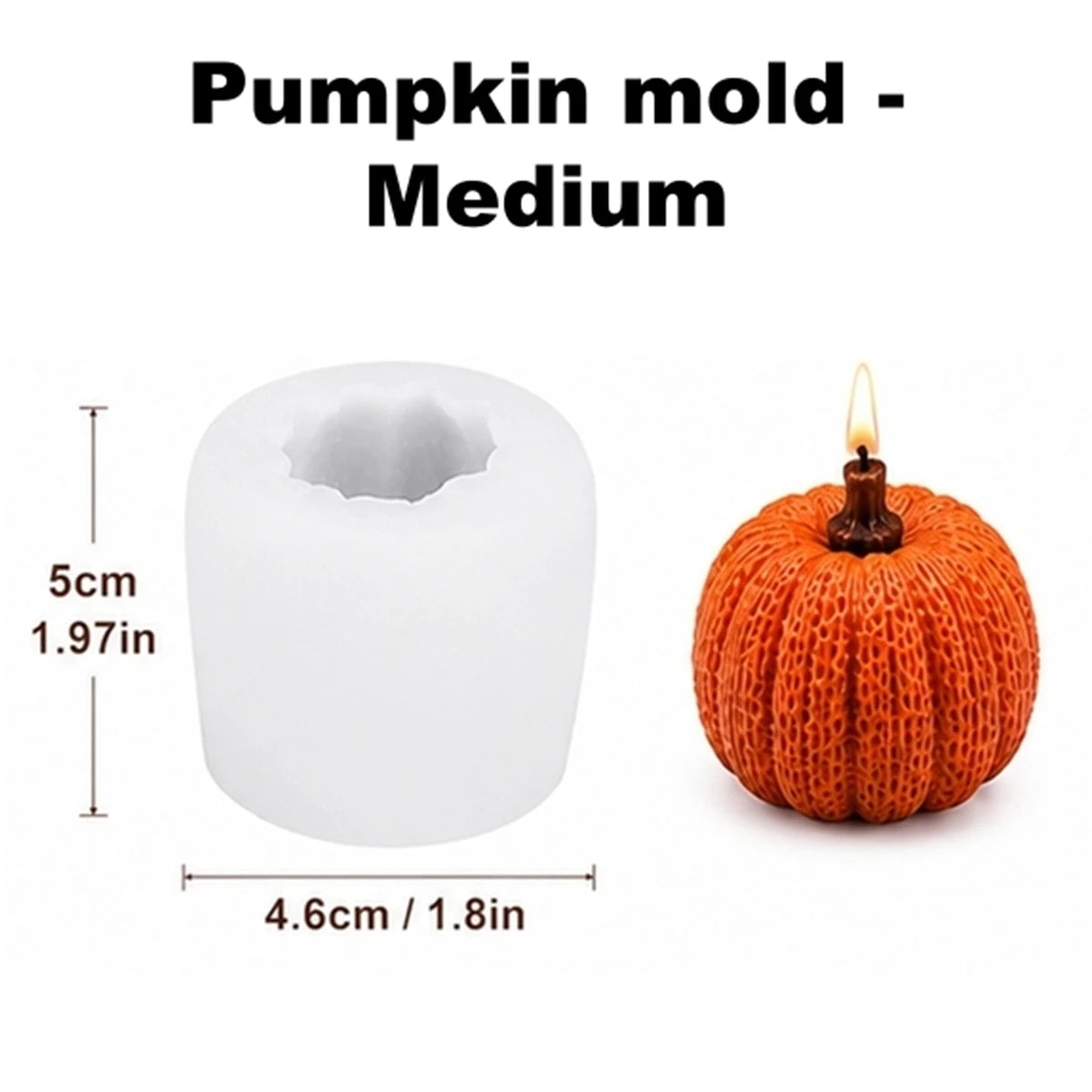 Pumpkin Candle Mold - Silicone 3D Halloween, S/M/L + Maple Leaf