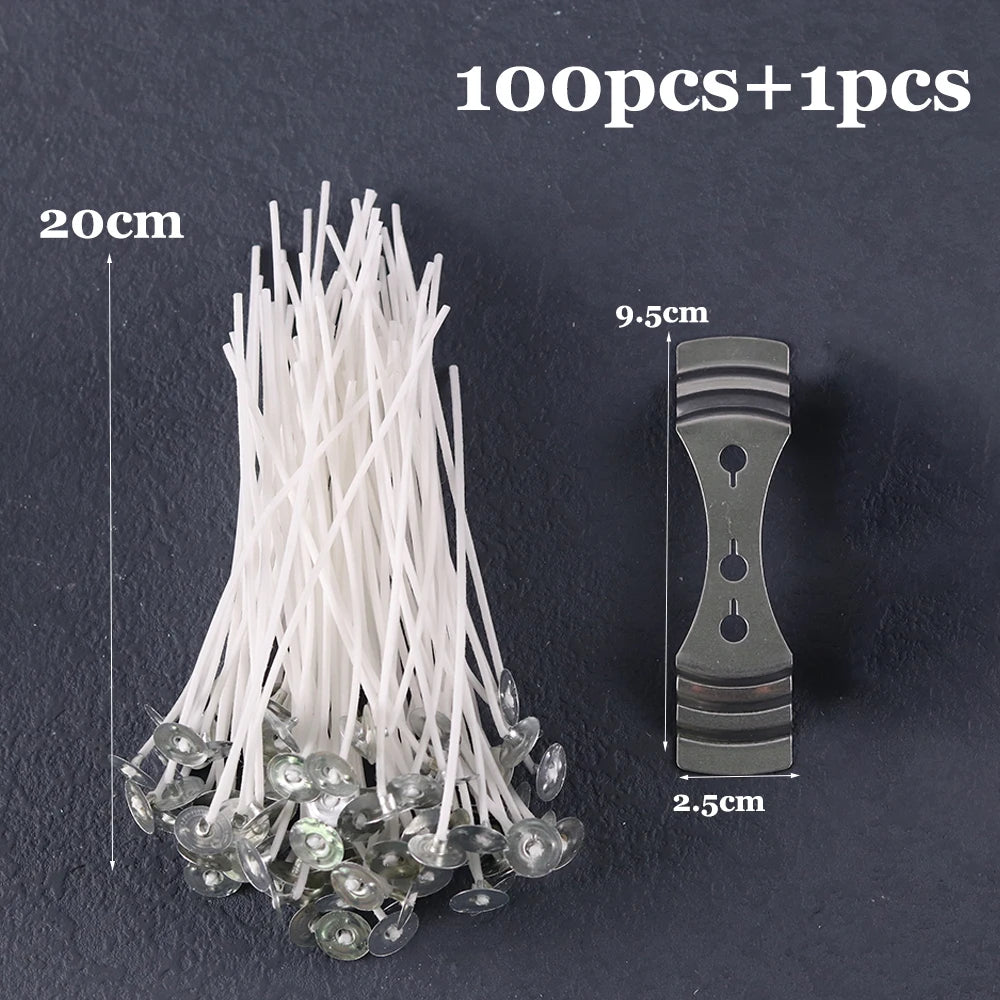 Candle Wicks Pre-Waxed Cotton Smokeless Metal Tab 1-8in DIY Candle Making