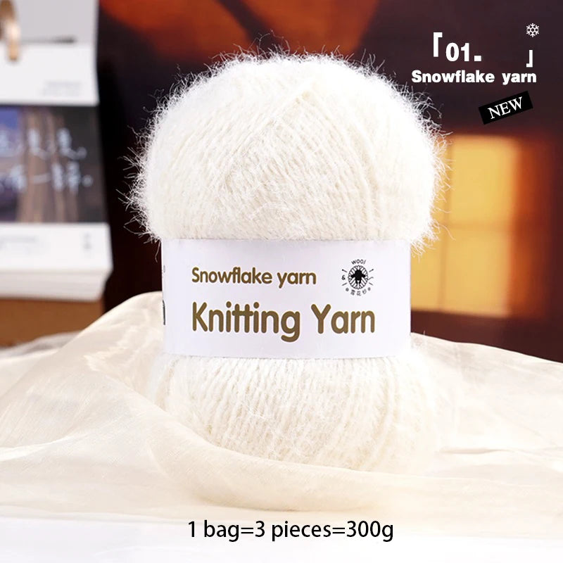 Yarn, Long-Pile Snowflake Texture for Shawls, Sweaters, Hats & Scarves