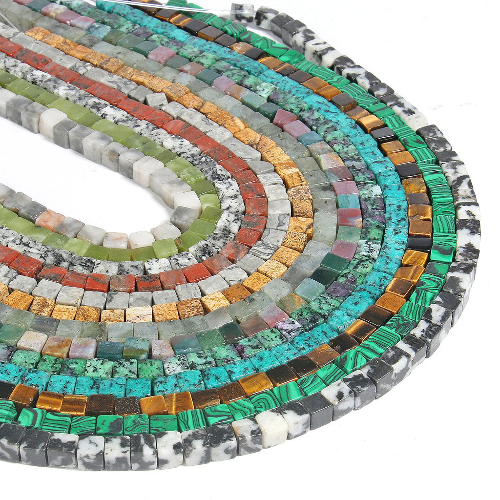 Stone Beads Cube Jasper Opal Jade Quartz Styles for DIY Jewelry Making