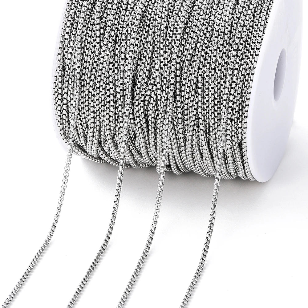 Metal Beads . Stainless Steel Square Link Chains Necklace for DIY Jewelry Making