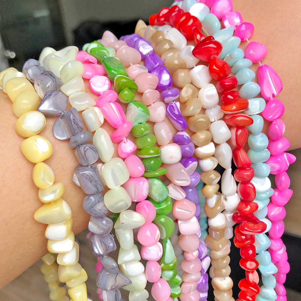 Shell Beads Irregular Graval Dyed Mother of Pearl Bracelet Bracelet Supplies