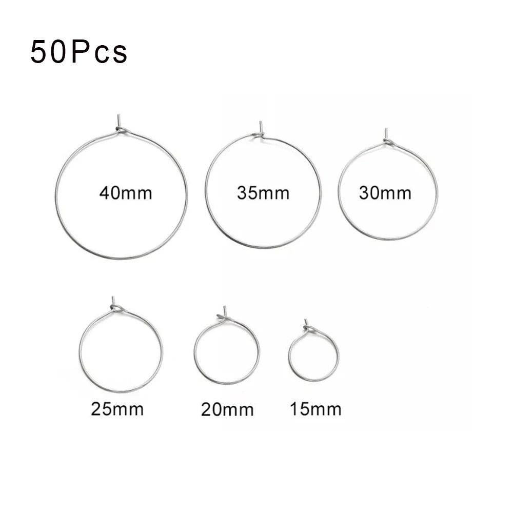 Ring Settings Stainless Steel Earrings Open Earring Hooks Base Craft Supplies