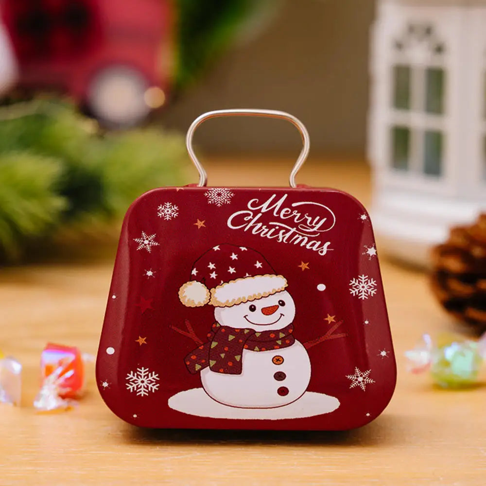 Christmas Tin Handbag Candy Box Santa Reindeer Holiday Gift Stocking Stuffer