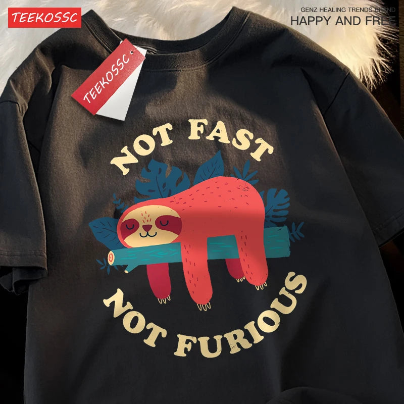 T-Shirt Unisex Not Fast Not Furious Sloth Funny Graphic Tee 11 Colors