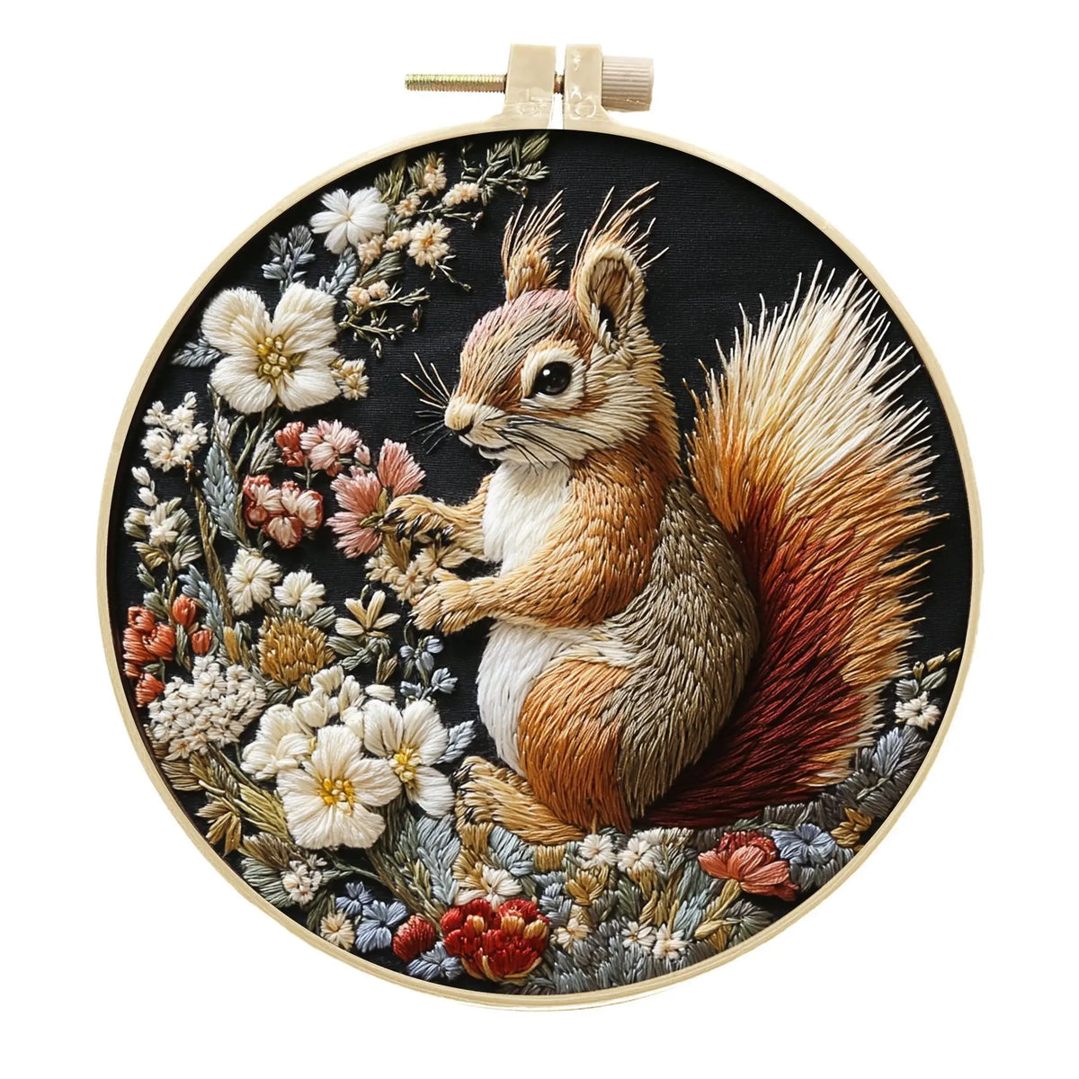 Embroidery Kit, Rural Squirrel Design for Beginner Needlework & Home Decor