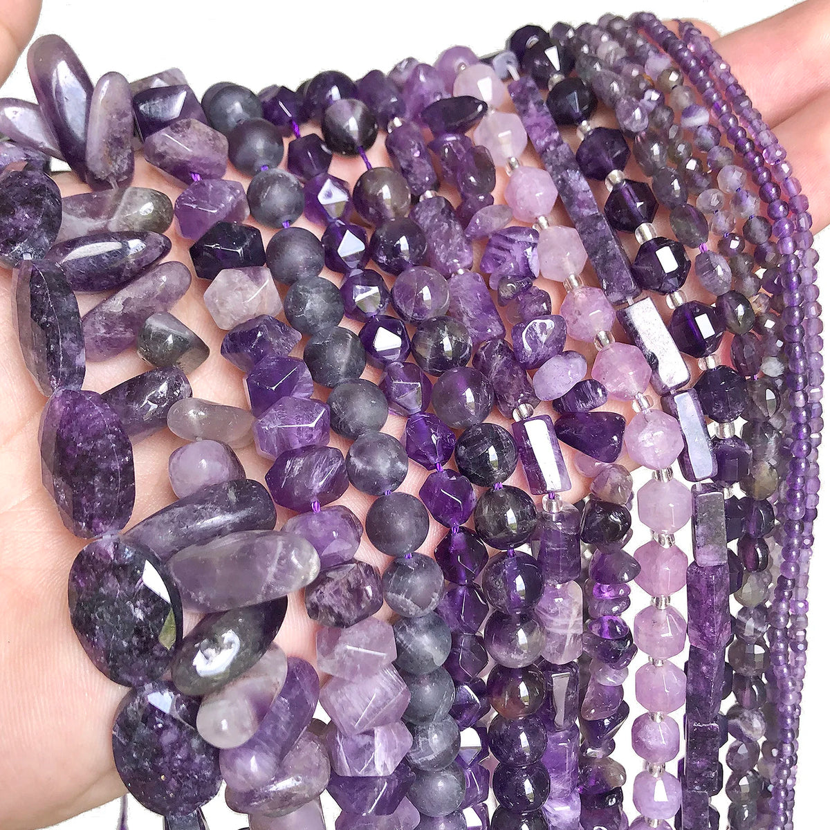 Stone Beads Purple Amethyst-Style Assorted Shapes for DIY Jewelry Making