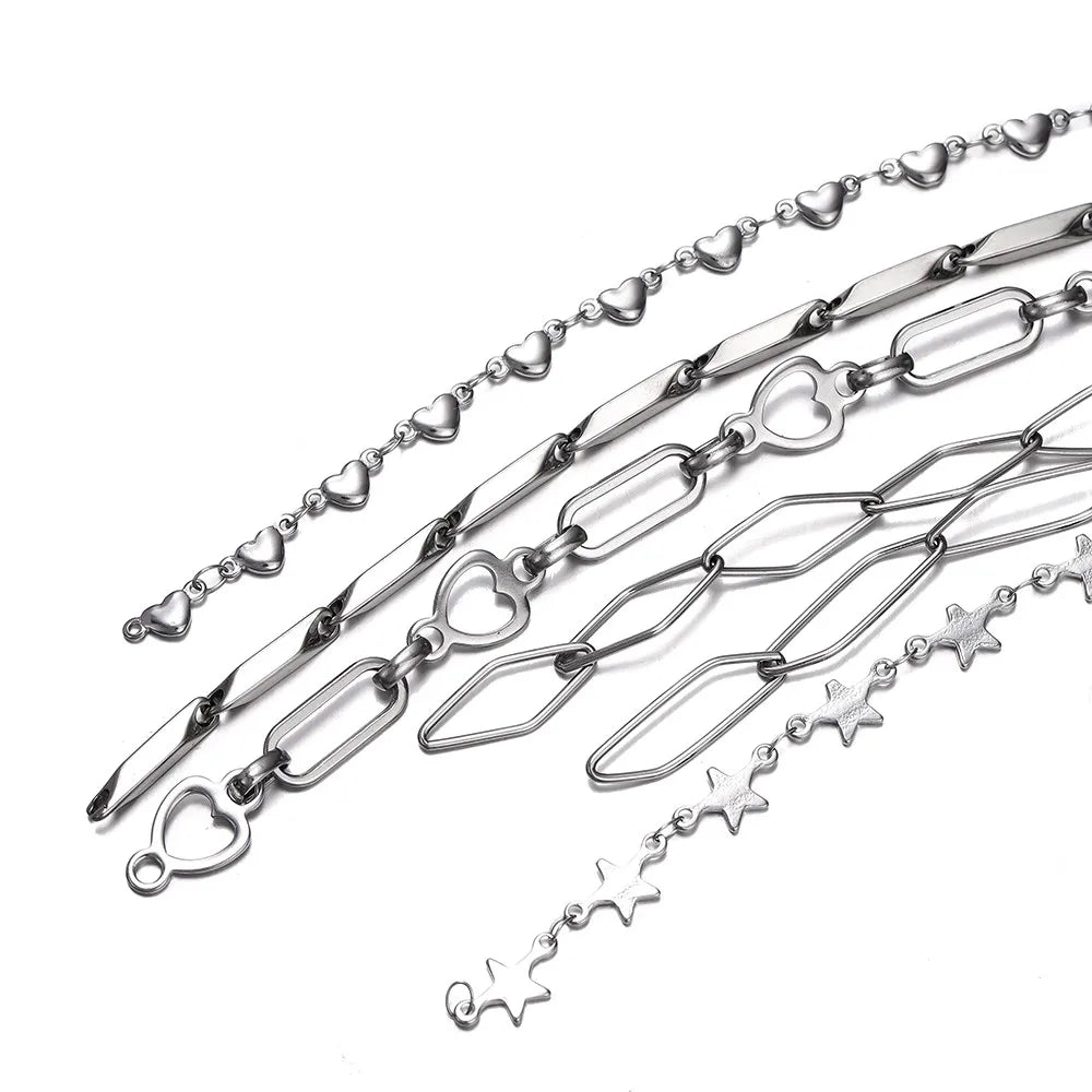 Jewelry Chains Heart Star Stainless Steel Necklace Bracelet DIY Jewelry Making
