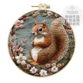Embroidery Kit, Rural Squirrel Design for Beginner Needlework & Home Decor