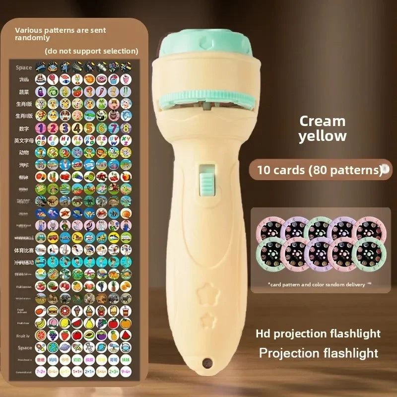 Christmas Cartoon Projection Flashlight  Creative Children Flashlight Toy Projector Baby Toys Bedtime Story Book Toy3-10 Cards