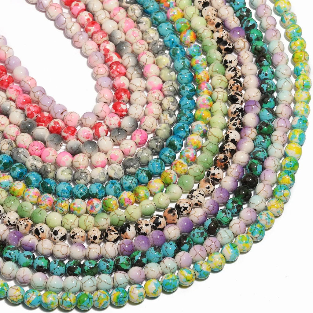 Stone Beads Colorful Round Howlite Turquoise Styles for DIY Jewelry Making