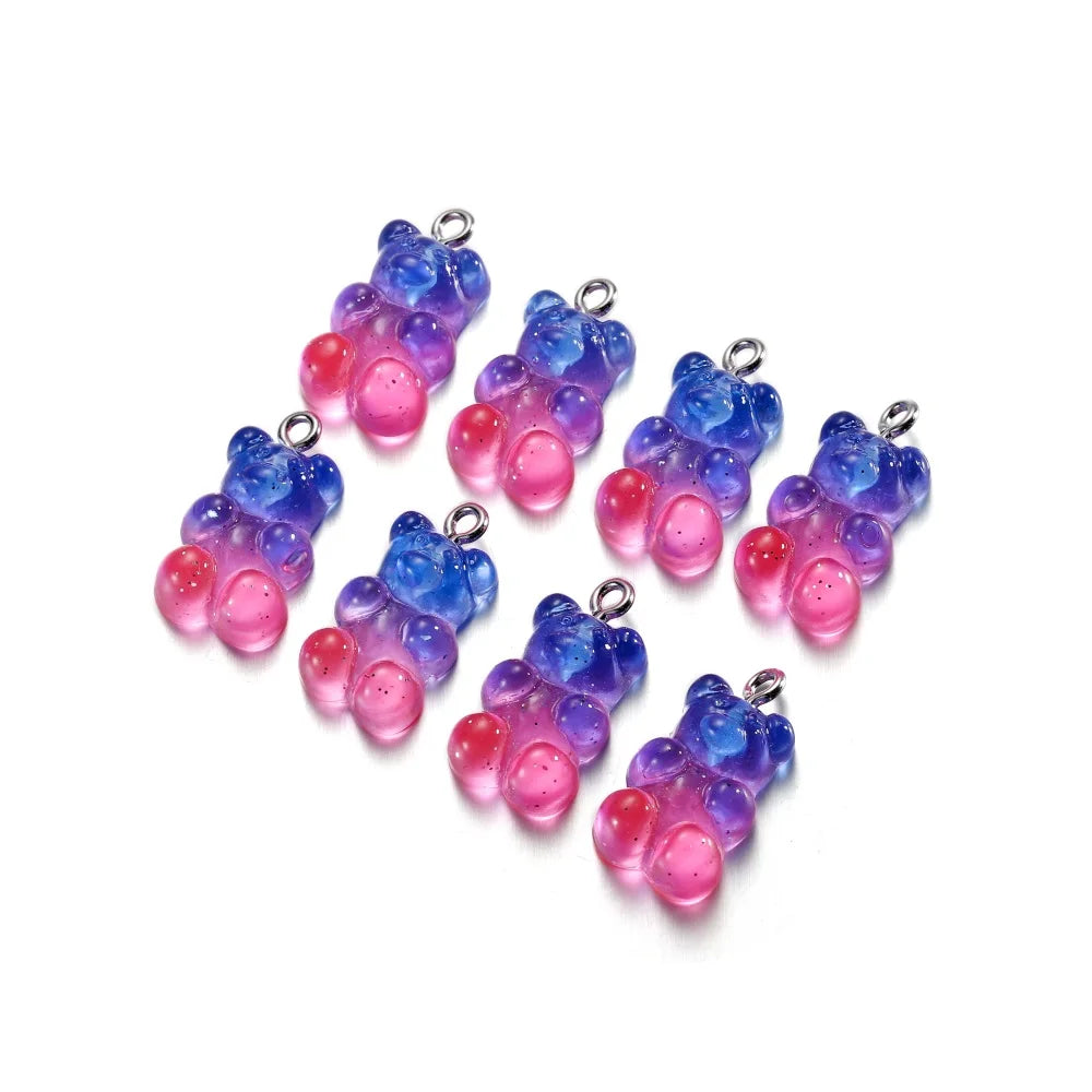 Earring Components Candy Bear Pendant Charms Colorful Resin Bears Craft Supplies