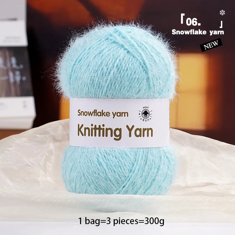Yarn, Long-Pile Snowflake Texture for Shawls, Sweaters, Hats & Scarves