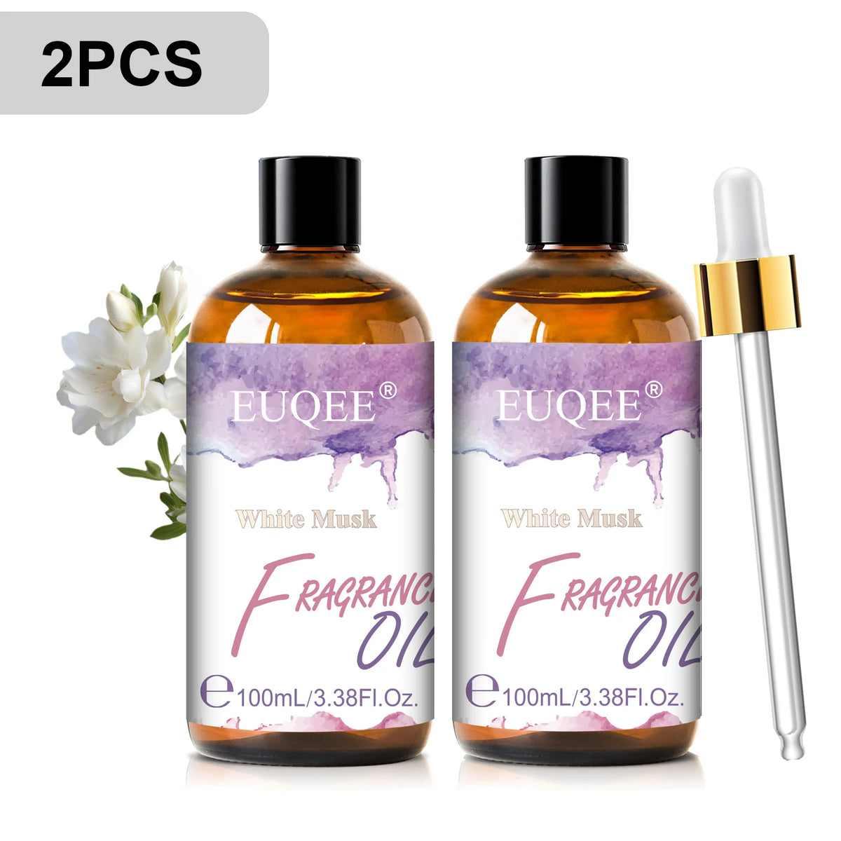 EUQEE Premium Fragrance Oil 100ml UV Glass Gold Dropper Candle Soap Bath Bomb 18 Scents