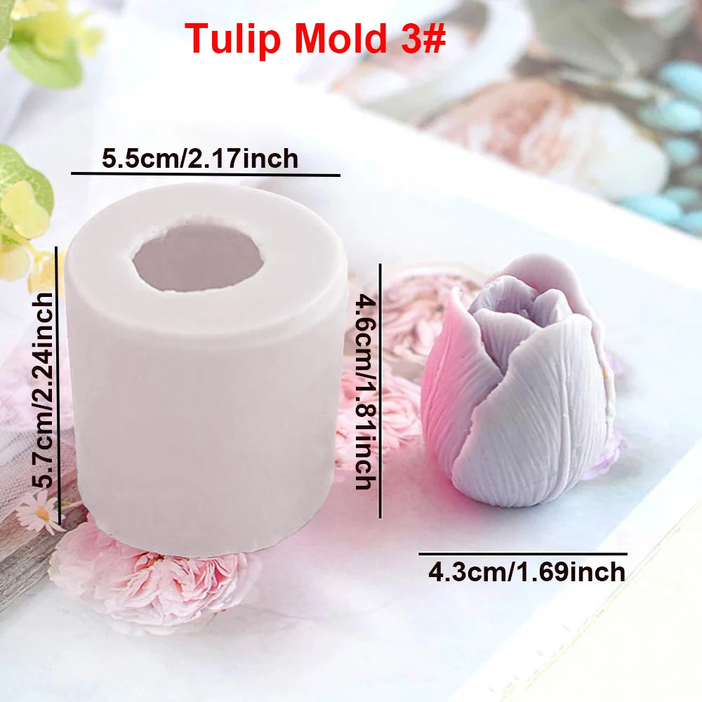 Tulip Candle Mold - Silicone 3D Flower, 5 Styles