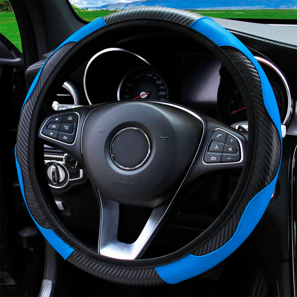 Steering Wheel Cover Carbon Fiber Steering Wheel Cover Anti-Slip Comfort
