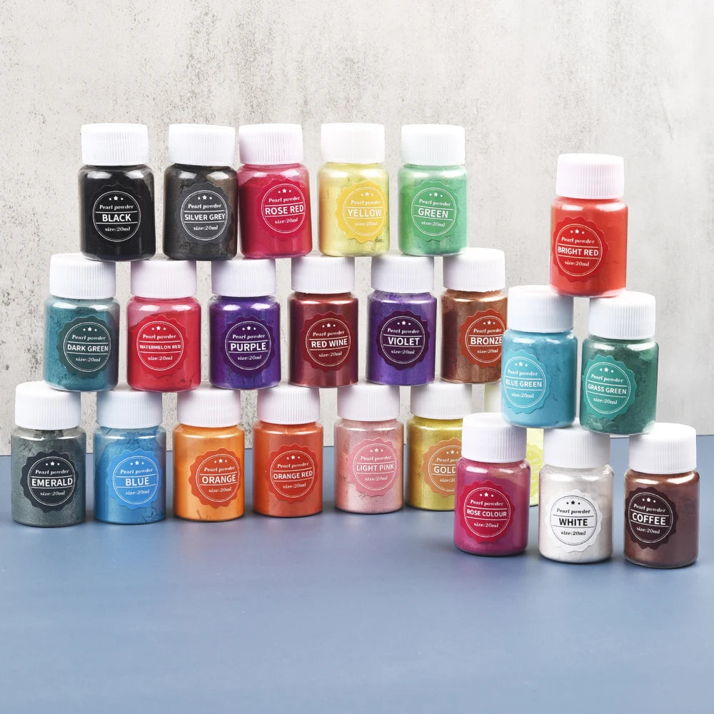 Pearlescent Mica Pearl Powder 10g — 24 Colors for Resin, Candles & Crafts