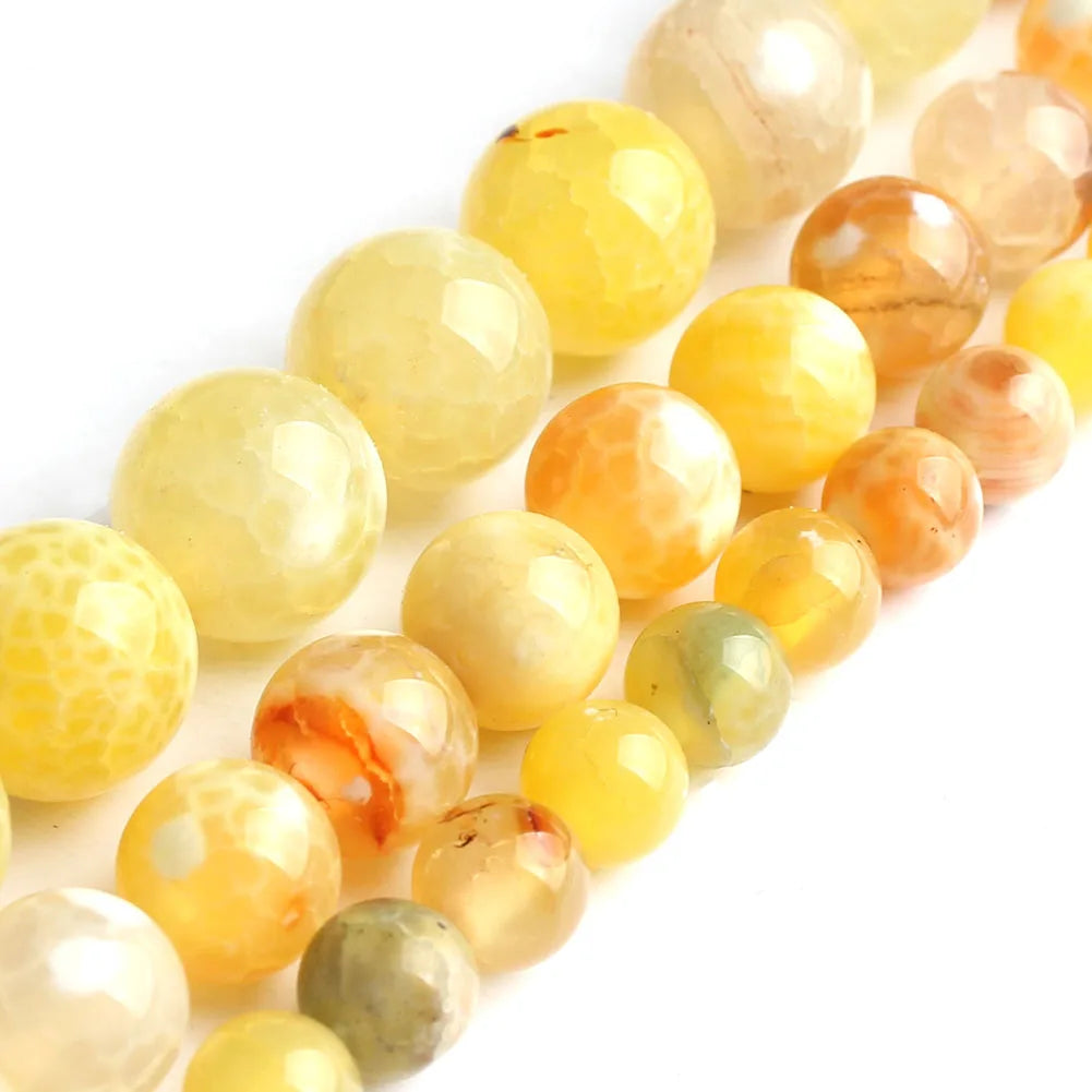 Stone Beads Round Flame-Style Assorted Stone Options for DIY Jewelry Making