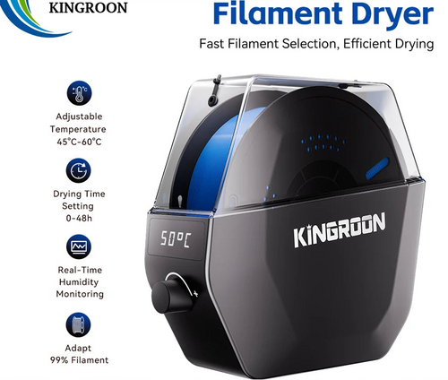 3D Filament Dryer Box - KINGROON KR-01 — 40W, 48Hr Timer, PLA PETG TPU ABS