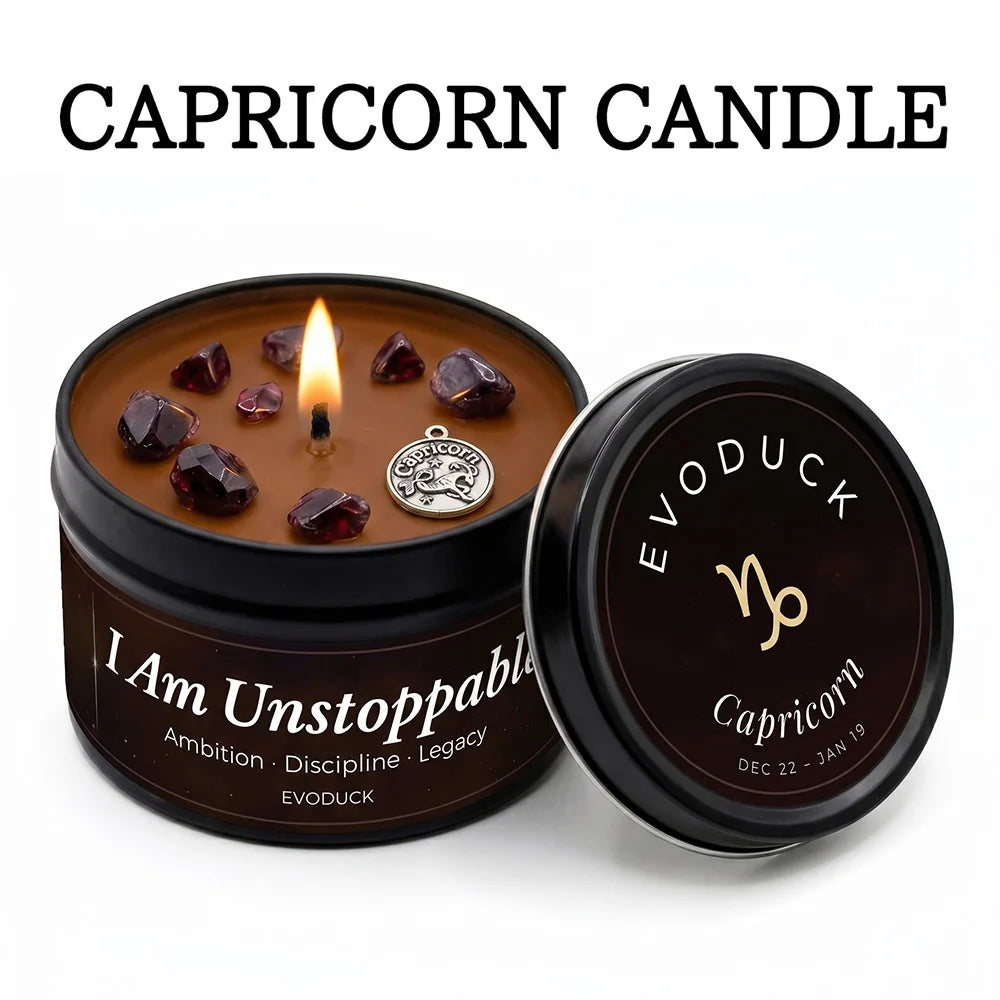 Scented Candles EVODUCK Zodiac Crystal Tins Astrology Birthday Home Fragrance