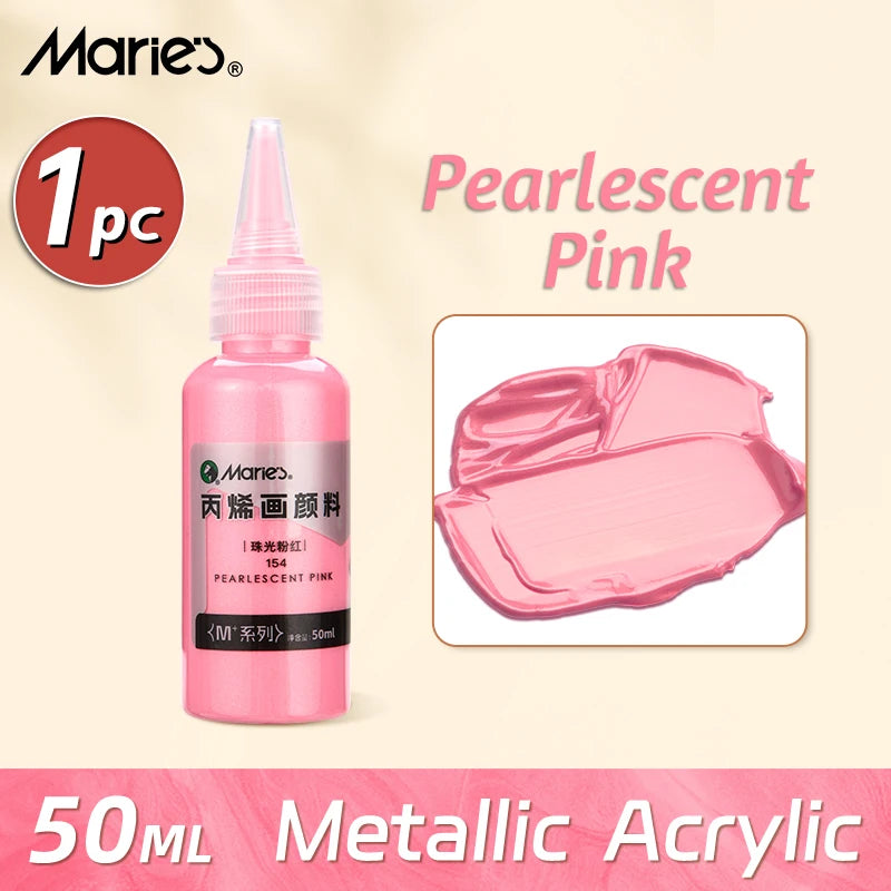 Marie's Metallic Acrylic Paint 50ml — Pearlescent & Shiny Pigments