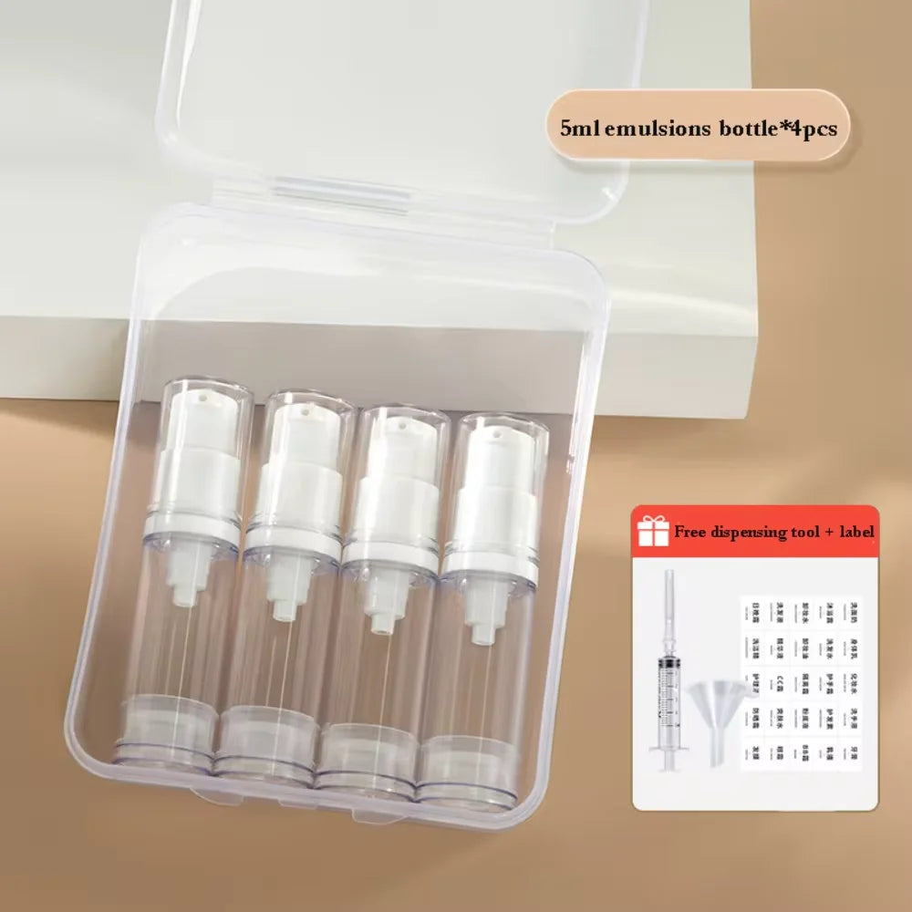 Airless Pump and Spray Bottle Set Empty Clear Travel Cosmetic Containers