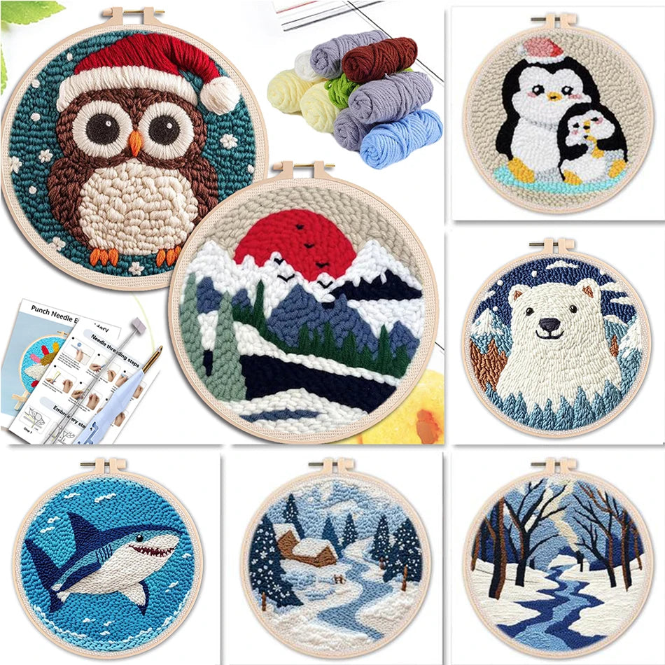 Punch Needle Kit, Animal Yarn Art for Beginner Embroidery & Handmade Gifts