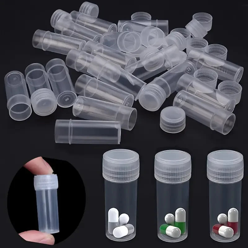 Sample Vials Empty Plastic Screw-Cap Storage Containers 50 Pack