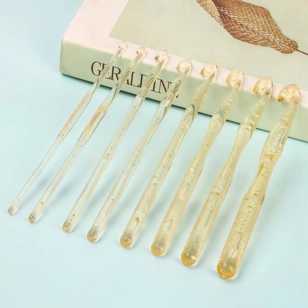 Crochet Hooks, Transparent Crystal-Style Set for Handmade Yarn Crafts