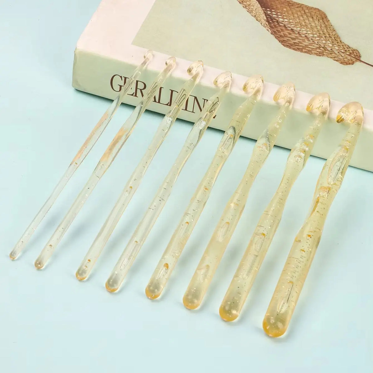 Crochet Hooks, Transparent Crystal-Style Set for Handmade Yarn Crafts