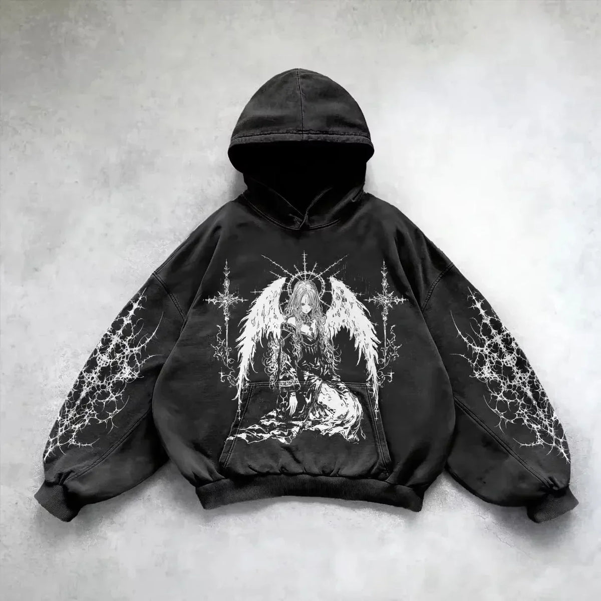 Hoodie Men's Gothic Graphic Print Oversized Pullover Y2K Grunge 10 Designs