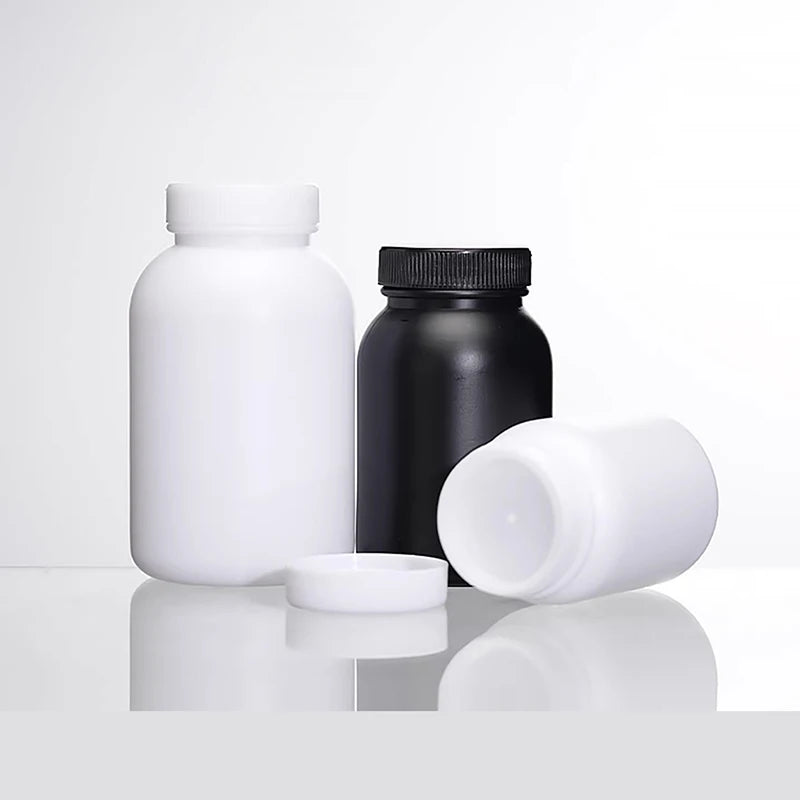 Wide-Mouth Bottles Empty HDPE Black White Screw Caps Storage 30 Pack