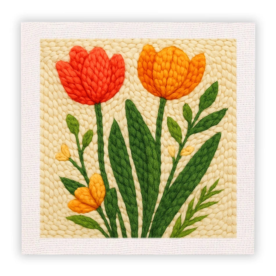 Punch Needle Kit, Animal Pattern with Frame for Handmade Embroidery Art
