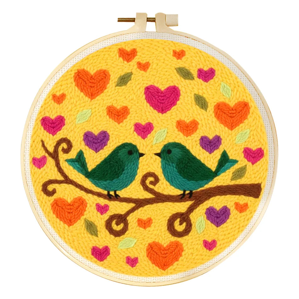Punch Needle Kit, Hummingbird Love Design for Handmade Wall Decor & Gifts