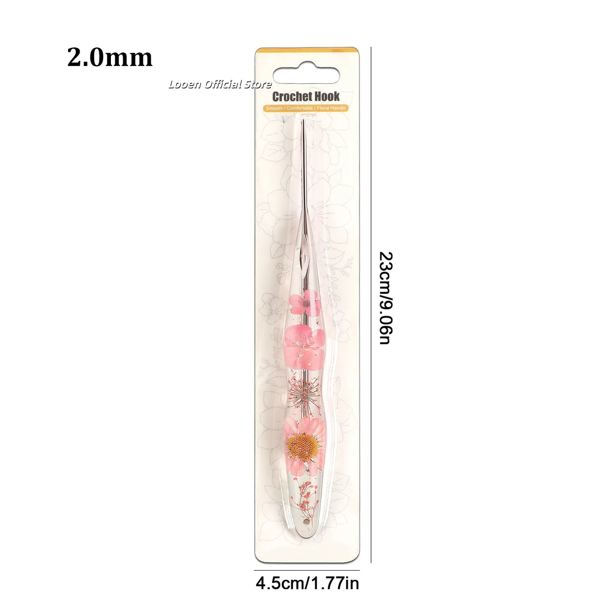 Crochet Hook, Gourd-Shaped Floral Resin Handle for Handmade Yarn Projects