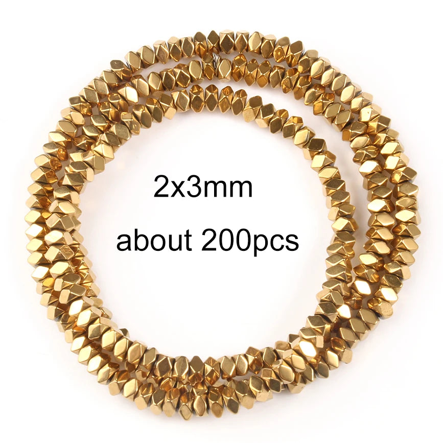 Stone Beads Gold-Tone Hematite-Style Spacer Shapes for DIY Jewelry Making