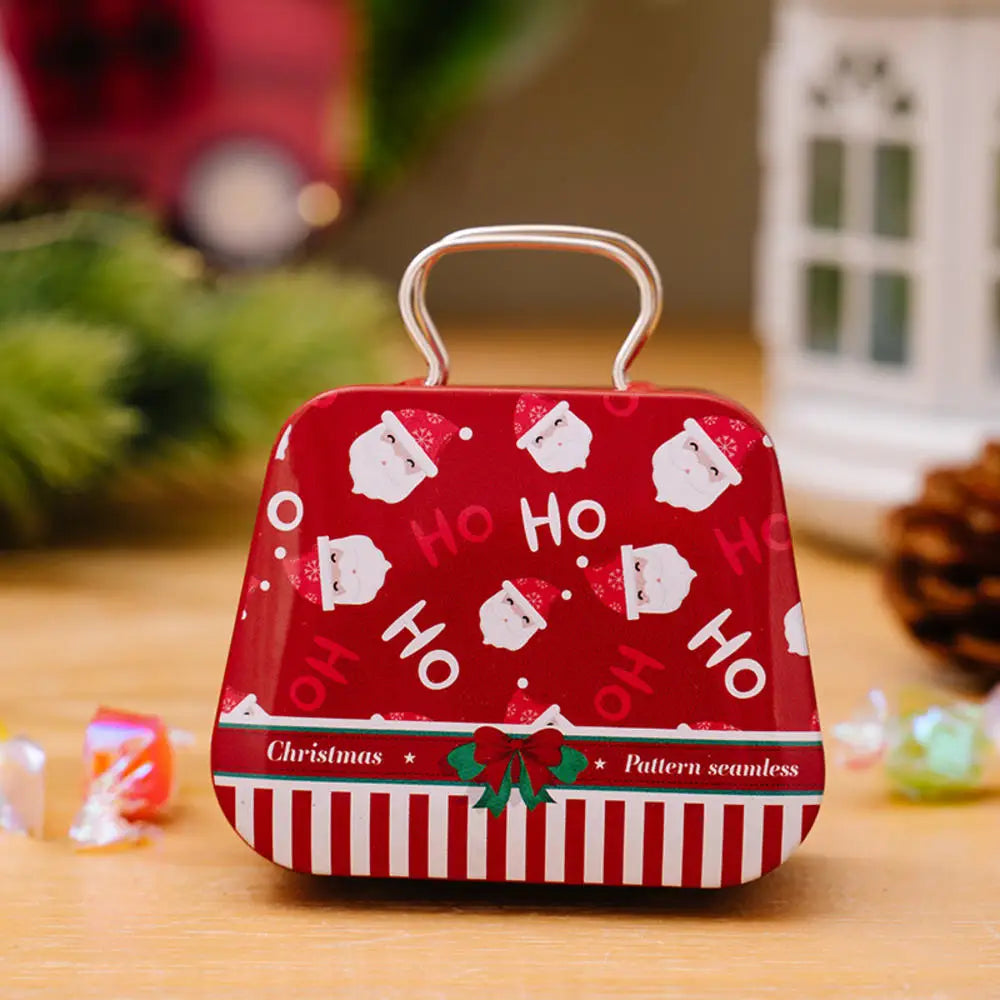 Christmas Decoration 2025 Metal Box Handbag Shape Tin Jar Jewelry Storage Case Kids Gift Can Storage Boxes 2026 Xms Party Decors