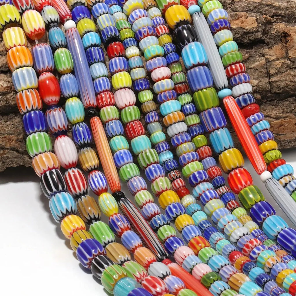 Glass Beads Lampwork Pumpkin Cylinder Rice Shapes for DIY Jewelry Making