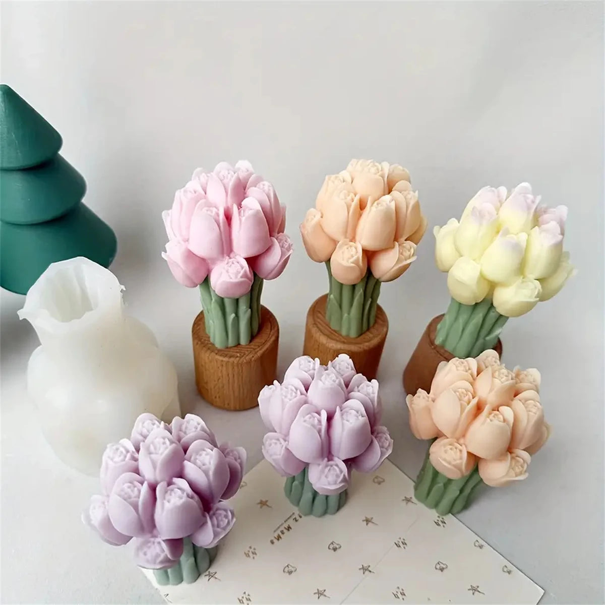 DIY Tulip Bouquet Silicone Candle Molds 3D Tulip Floral Designs Handmade Soap Plaster Resin Crafts Casting Mold DIY Home Decor